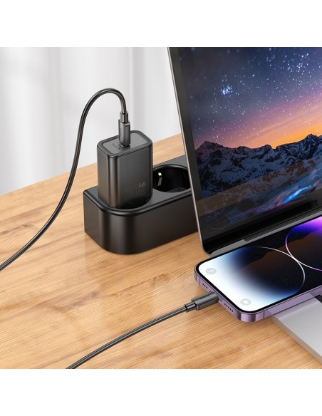 Įkroviklis Hoco N62 30W GaN USB-C + USB-C to Lightning cable 1.0m baltas