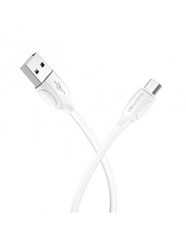 USB kabelis Borofone BX19 USB-A to MicroUSB 1.0m baltas