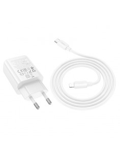 Įkroviklis Hoco N63 30W GaN USB-C/USB-A + USB-C to Lightning cable 1.0m baltas 2