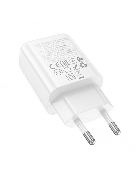 Įkroviklis Hoco N63 30W GaN USB-C/USB-A baltas