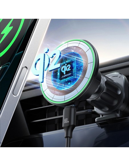 Automobilinis laikiklis-įkroviklis Joyroom JR-ZS412 Qi2 MagSafe 15W juodas