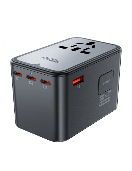 Universalus kelioninis įkroviklis Acefast Z1 75W GaN 2xUSB-A/3xUSB-C juodas
