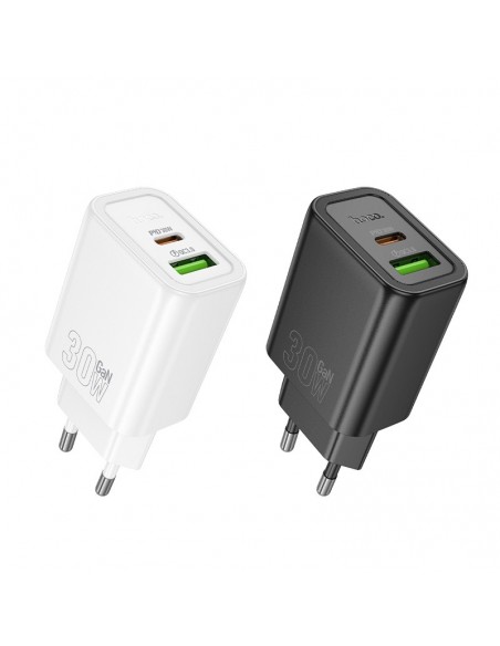 Įkroviklis Hoco N63 30W GaN USB-C/USB-A juodas
