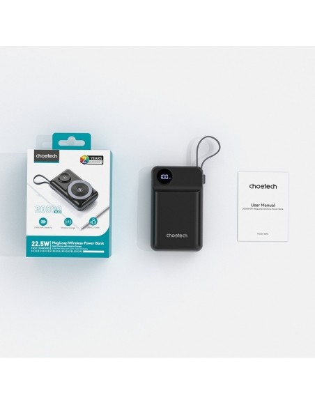 Išorinė baterija Power Bank Choetech B696 15W Magsafe 20000mAh juoda