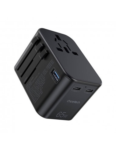 Universalus kelioninis įkroviklis Choetech PD5009 65W 2xUSB-C/USB-A juodas
