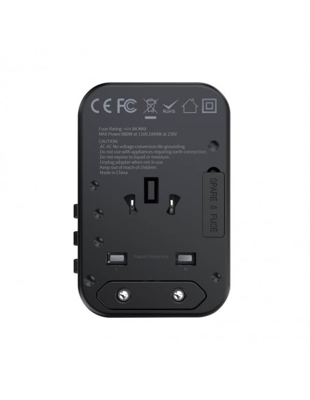 Universalus kelioninis įkroviklis Choetech PD5009 65W 2xUSB-C/USB-A juodas