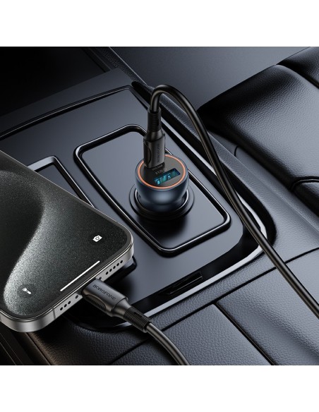 Automobilinis įkroviklis Borofone BZ32A USB-C/USB-A 30W pilkas