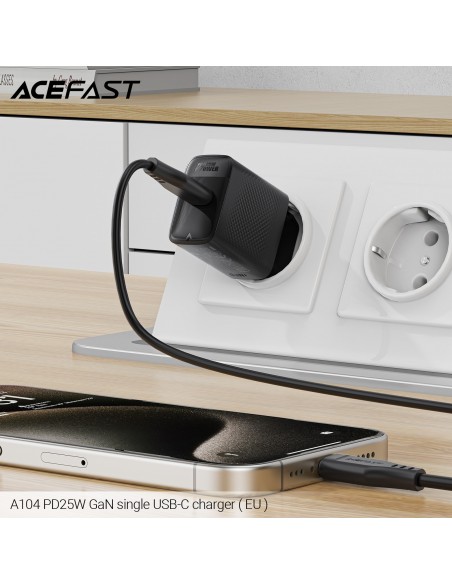 Įkroviklis Acefast A104 25W GaN USB-C juodas