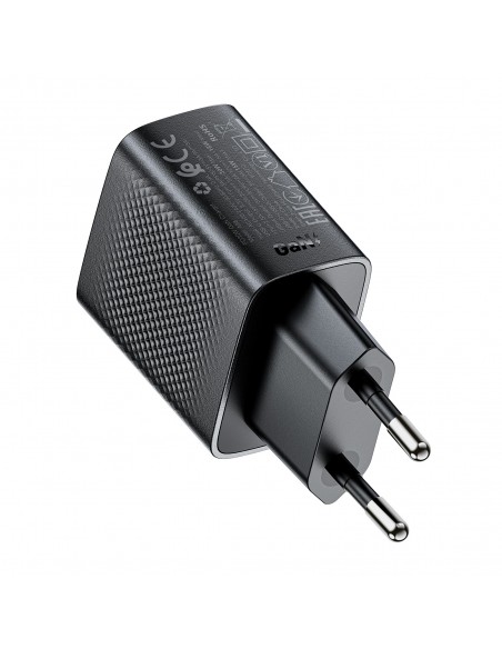 Įkroviklis Acefast A98 30W GaN USB-C/USB-A juodas