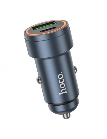 Automobilinis įkroviklis Hoco Z57A 30W USB-C/USB-A pilkas