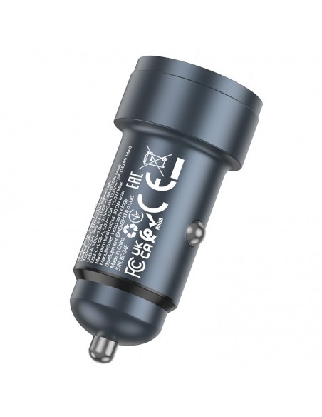 Automobilinis įkroviklis Hoco Z57A 30W USB-C/USB-A pilkas