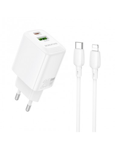 Įkroviklis Borofone BN27 20W USB-C/USB-A + USB-C to Lightning cable 1.0m baltas