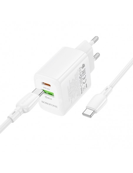 Įkroviklis Borofone BN27 20W USB-C/USB-A + USB-C to USB-C cable 1.0m baltas