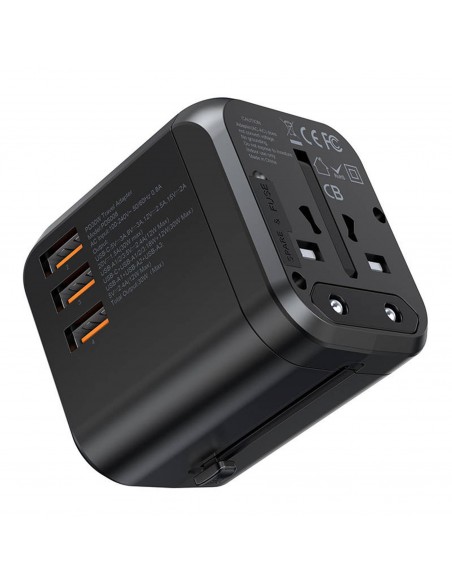 Universalus kelioninis įkroviklis Choetech PD5008 30W USB-C/3xUSB-A juodas
