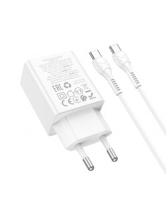 Įkroviklis Hoco N71 30W GaN USB-C/USB-A + USB-C to USB-C cable 1.0m baltas 2