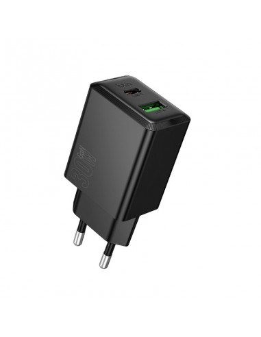 Įkroviklis Hoco N71 30W GaN USB-C/USB-A juodas