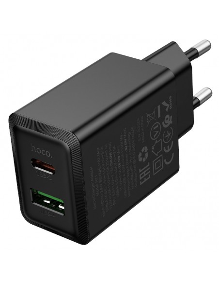 Įkroviklis Hoco N71 30W GaN USB-C/USB-A juodas
