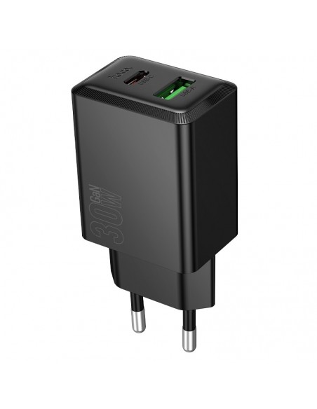 Įkroviklis Hoco N71 30W GaN USB-C/USB-A juodas