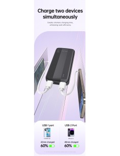 Išorinė baterija Power Bank Awei P19K 5V/2.4A 20000mAh juoda 2