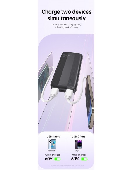 Išorinė baterija Power Bank Awei P19K 5V/2.4A 20000mAh juoda