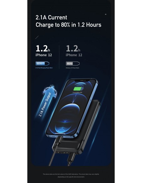 Išorinė baterija Power Bank Awei P5K 5V/2.1A 10000mAh juoda