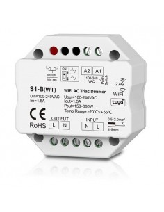 S1-B(WT) vieno kanalo 230V valdiklis, TRIAC, Push-Dimm, Tuya, Wi-Fi