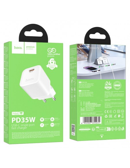Įkroviklis Hoco N66 35W GaN USB-C baltas