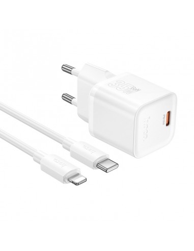 Įkroviklis Hoco N66 35W GaN USB-C/USB-A + USB-C to Lightning cable 1.0m baltas