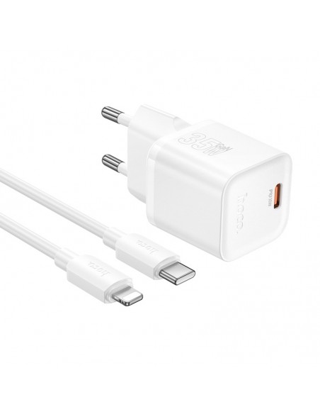 Įkroviklis Hoco N66 35W GaN USB-C/USB-A + USB-C to Lightning cable 1.0m baltas