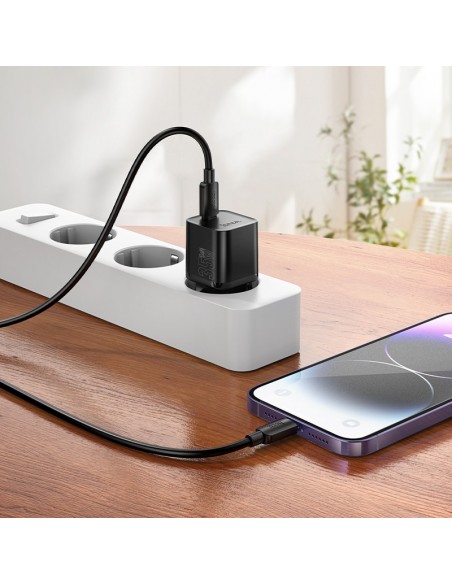 Įkroviklis Hoco N66 35W GaN USB-C/USB-A + USB-C to Lightning cable 1.0m baltas