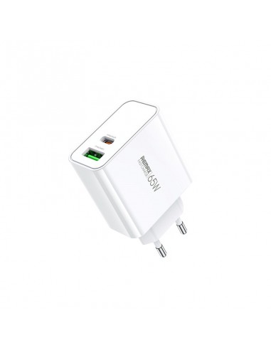 Įkroviklis Remax RP-U125 65W GaN USB-C/USB-A baltas