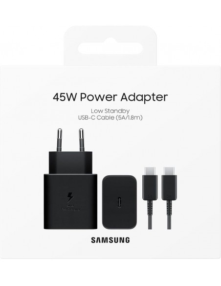 Įkroviklis Samsung EP-T4511XBEGWW 45W + USB-C to USB-C cable 1.8m juodas