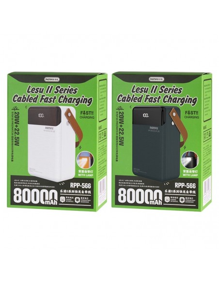 Išorinė baterija Power Bank Remax RPP-566 22.5W 80000mAh pilka
