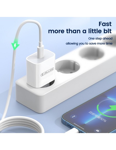 Įkroviklis Jellico AK180 20W USB-C + USB-C to USB-C cable 1.0m baltas