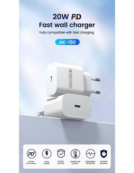 Įkroviklis Jellico AK180 20W USB-C baltas
