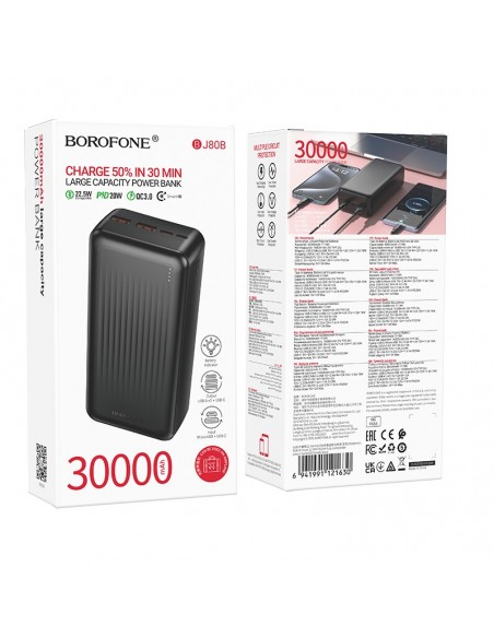 Išorinė baterija Power Bank Borofone BJ80B 22.5W 30000mAh juoda