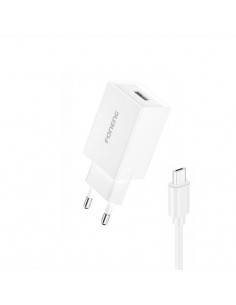 Įkroviklis Foneng K210 2.1A USB-A + USB-A to MicroUSB cable 1.0m baltas