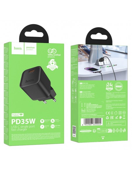 Įkroviklis Hoco N66 35W GaN USB-C juodas
