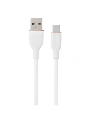 Silikoninis kabelis USB Type-A - Type-C (baltas, 1m)