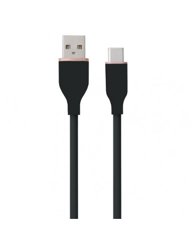 Silikoninis kabelis USB Type-A - Type-C (juodas, 2m)