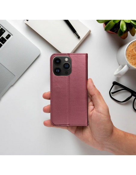 Dėklas Smart Magnetic Samsung A576 A57 5G tamsiai raudonas