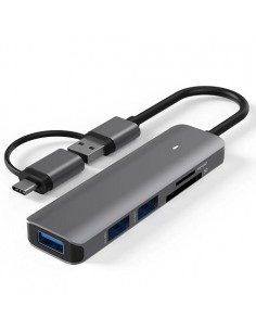 Adapteris USB 3.0 - 3 x USB 3.0, SD, TF