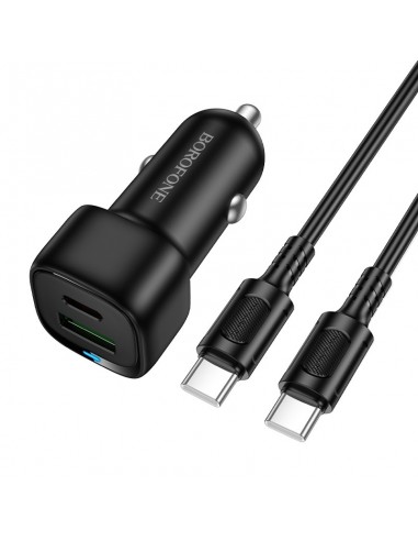 Automobilinis įkroviklis Borofone BZ34B 38W USB-C/USB-A + USB-C to USB-C cable 1.0m juodas