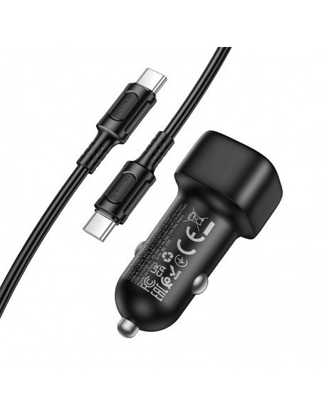 Automobilinis įkroviklis Borofone BZ34B 38W USB-C/USB-A + USB-C to USB-C cable 1.0m juodas