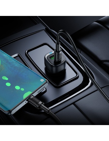 Automobilinis įkroviklis Borofone BZ34B 38W USB-C/USB-A + USB-C to USB-C cable 1.0m juodas