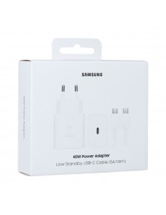 Įkroviklis Samsung EP-T4511XWEGEU 45W USB-C + USB-C to USB-C cable 1.8m baltas