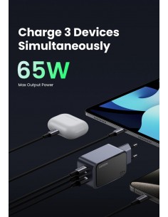 Įkroviklis Ugreen X553 GaN 65W 2xUSB-C/USB-A pilkas (35042) 2