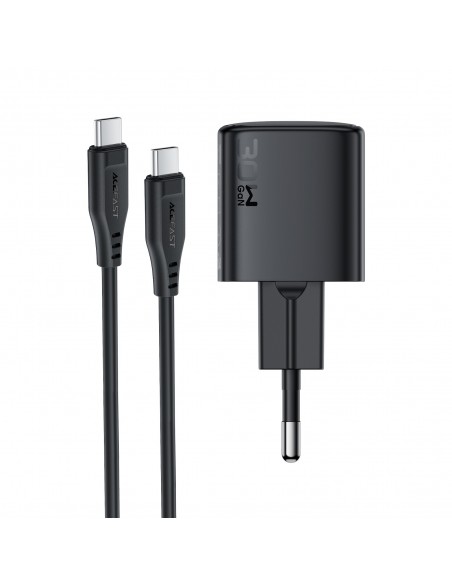 Įkroviklis Acefast A118 30W GaN USB-C + USB-C to USB-C cable 1.2m juodas