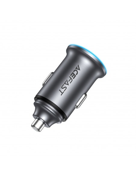 Automobilinis įkroviklis Acefast B15 65W USB-C/USB-A pilkas