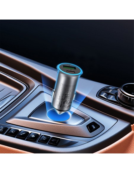 Automobilinis įkroviklis Acefast B16 95W USB-C/USB-A pilkas